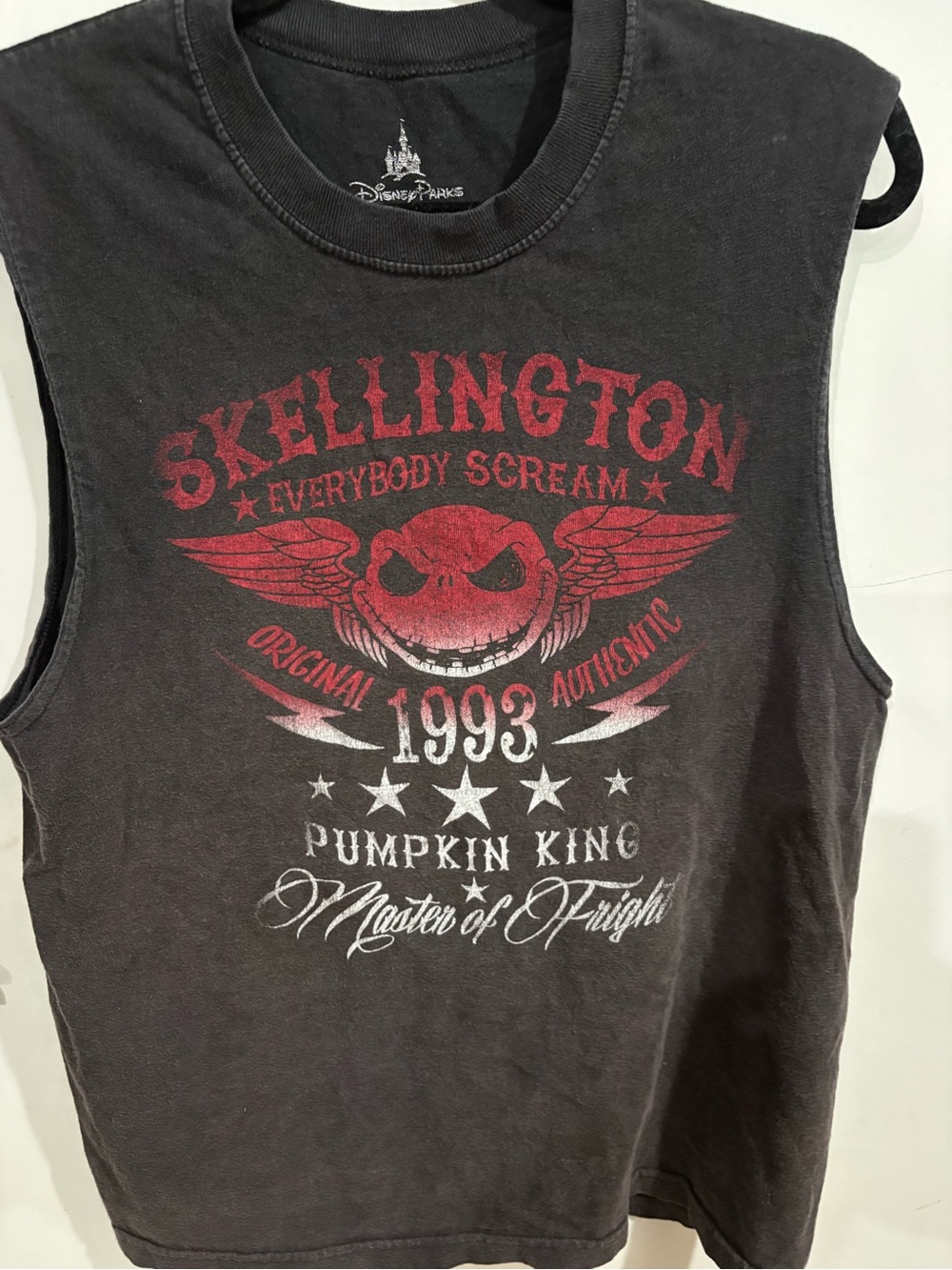 Disney Black Tank Top with Red Skellington Graphic